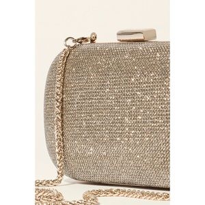 Karen Millen Champage Gold Glitter Box Clutch